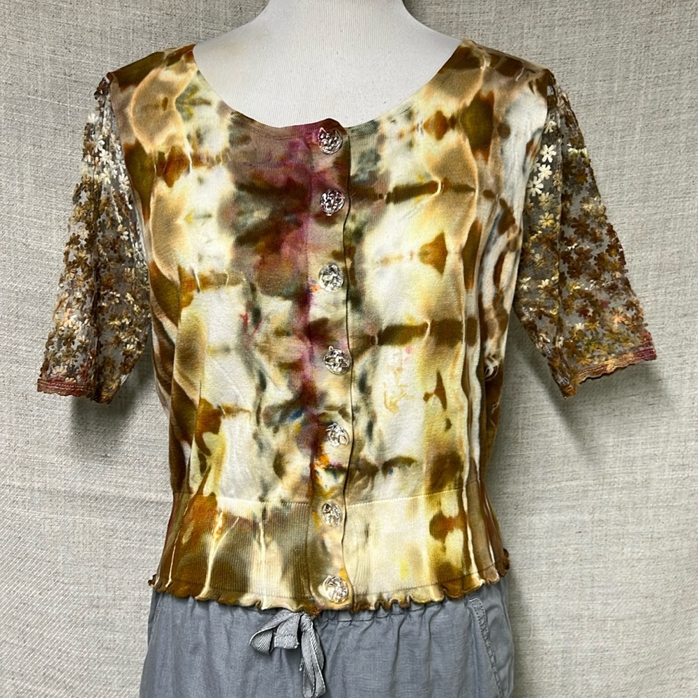 Upcylcled short sleeve cardigan